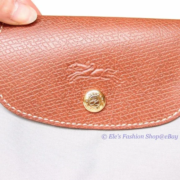 ❤️ NWT LONGCHAMP Le Pliage Small Medium Nylon Shoulder Tote GRAY 100% AUTHENTIC - Picture 9 of 16